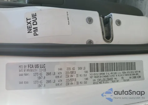 2020 Jeep Cherokee Limited z USA, uszkodzony, nr VIN 1C4PJLDB1LD564925